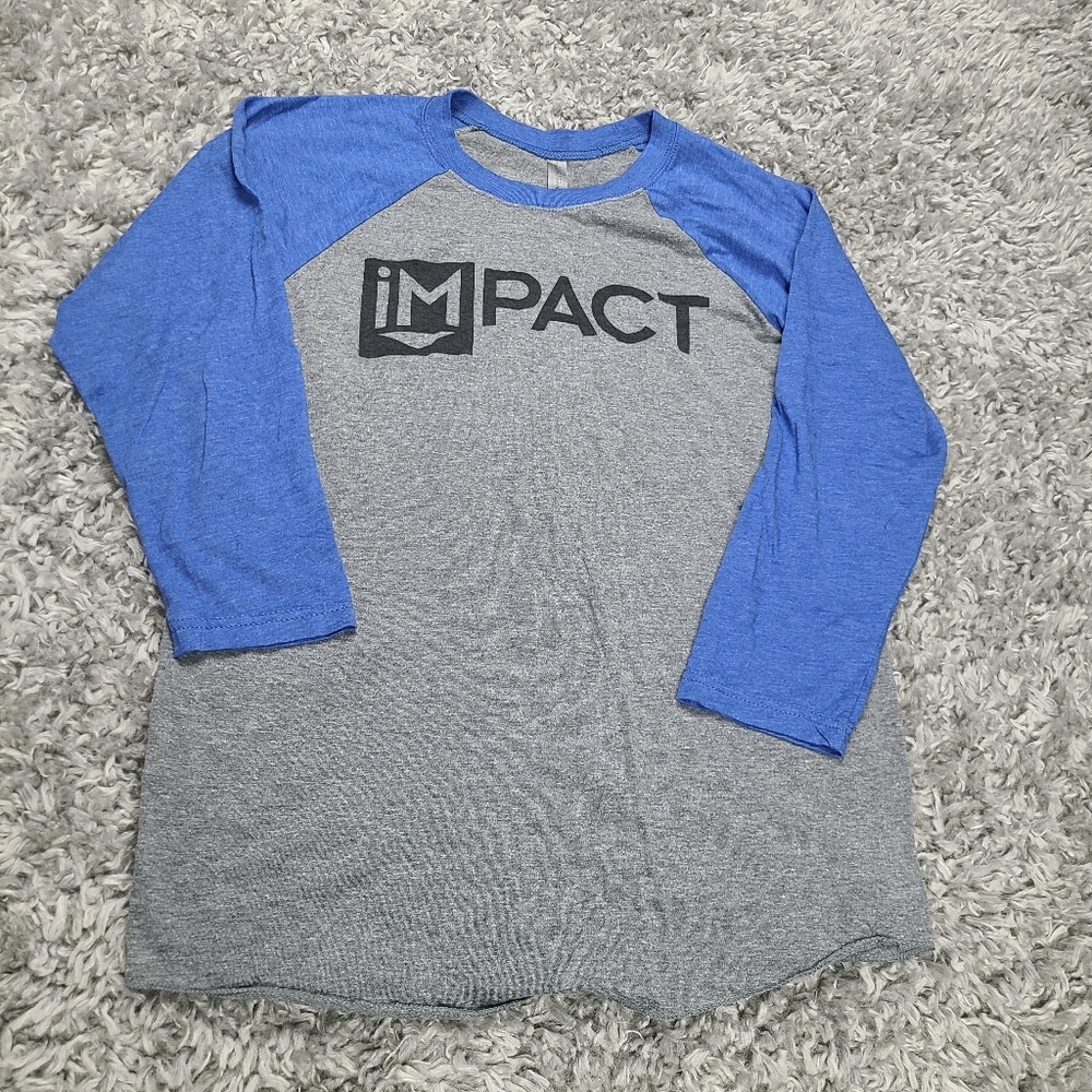 Impact Adult Gray/Purple 3/4 Sleeve Shirt Size Medium